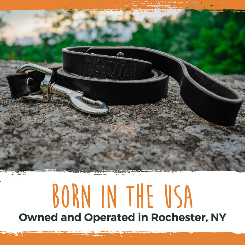 Mighty Paw Leather Dog Leash | 5 ft Leash Super Soft Distressed Real Genuine Leather- Premium Quality, Modern Stylish Lead. Perfect for Small, Medium and Large Pets Lite 1 - 30 lbs Black - PawsPlanet Australia