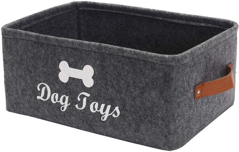 Xbopetda Dog Storage Bin Pet Toy Storage Bin, Dog Toy Basket with Leather Handle - Perfect for Organizing Pet Toys, Blankets, Leashes and Food (Grey) Grey-leather Handle - PawsPlanet Australia