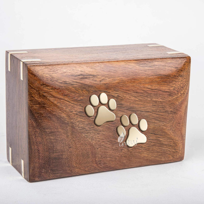 INTAJ Handmade Rosewood Pet Urns for Dogs Ashes, Wooden Urn for Ashes | Handcrafted Urns for Dogs/Cats Pets Ashes | Memorial Keepsake Funeral Urn Box (Two Paws, XS - 5x3x2) Two Paws XS - 5x3x2" - PawsPlanet Australia