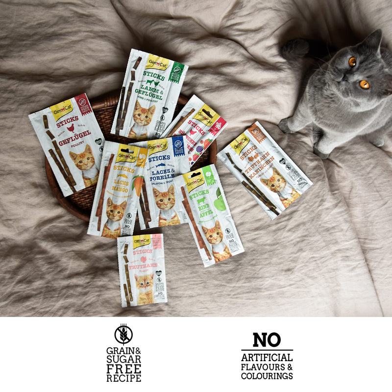 GimCat Sticks Poultry - Soft chewing sticks with a high meat content and no added sugar - 1 pack (1 x 4 sticks) - PawsPlanet Australia