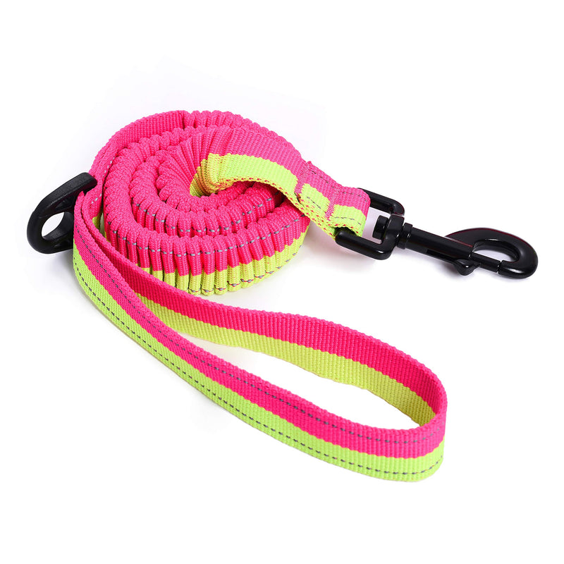 [Australia] - Mile High Life | Bungee Dog Leash | Gentle Pull Training Lead | Soft Comfort Texture | 3-5 Feet | for Dogs/Cats Under 20 lb (6 Colors) Lime/Pink 