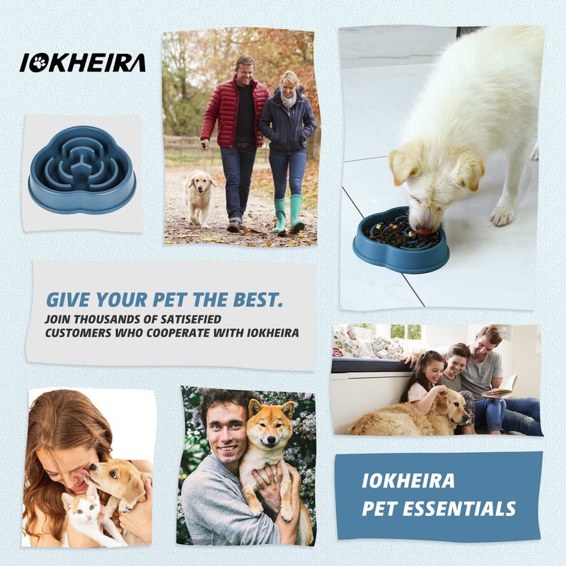 IOKHEIRA Dog Slow Feeder Bowl, Newest Non Slip Slow Eating Dog Bowl, Anti Gulping Healthy Eating, Safety Durable Food Bowl for Medium and Large Dogs (L, Blue) L - PawsPlanet Australia