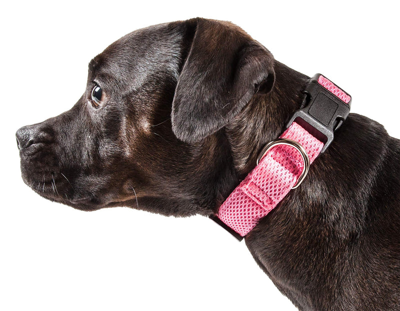[Australia] - Pet Life 'Aero Mesh' 360 Degree Dual Sided Comfortable And Breathable Adjustable Mesh Dog Collar Medium Pink 