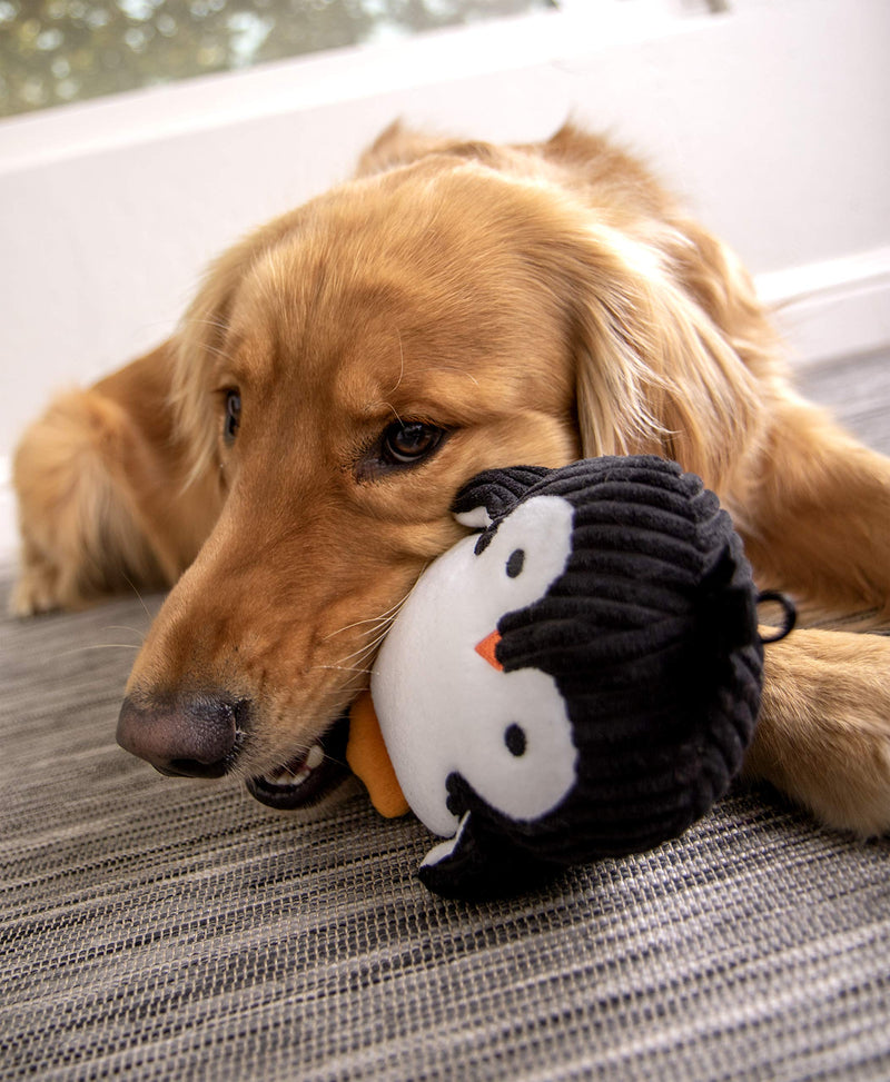 TrustyPup, Penguin, Silent Squeaker Dog Toy, Ultrasonic, Soft Plush Toy, Chew Resistant, Durable, Tough, Reinforced Seams, Medium Black and white - PawsPlanet Australia