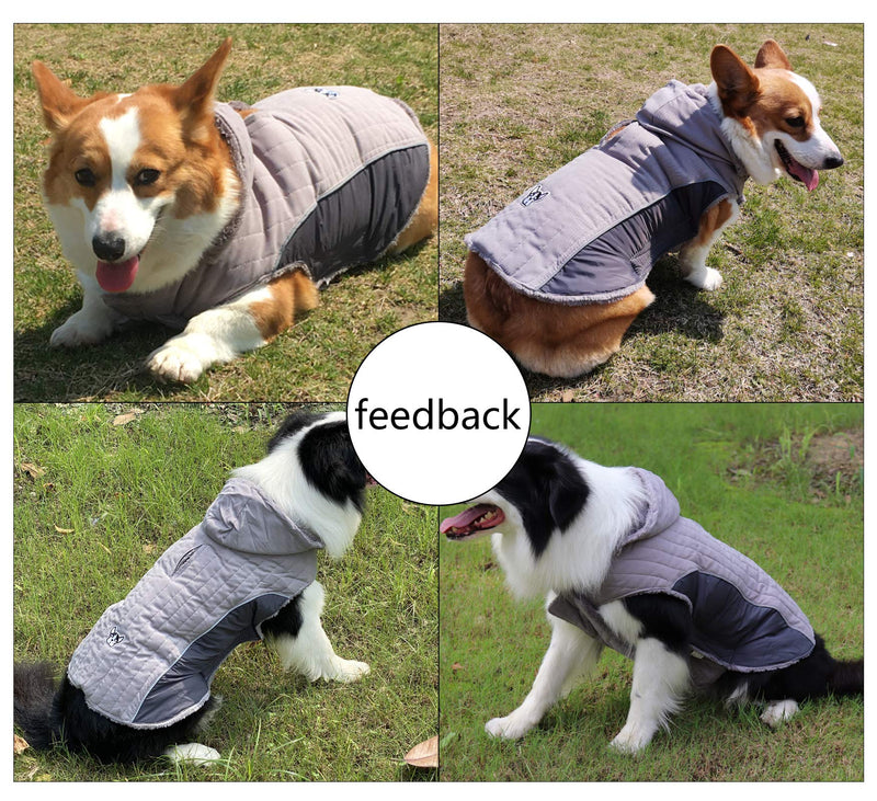 Ctomche Fleece and Cotton Lining Extra Warm Dog Hoodie in Winter,Outdoor Sport Windproof Dog Jacket Winter Warm Large Dog Coat with Harness Hole Gray-XS X-Small (Length:27CM) - PawsPlanet Australia