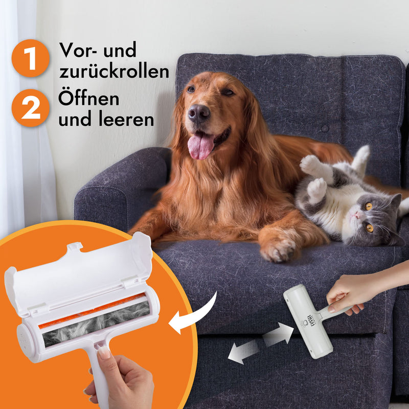 FusselMonster® [Pet hair remover] Lint roller for dogs and cats developed for effective cleaning of sofas, carpets, cars I reusable cat hair remover I lint roller animal hair white - PawsPlanet Australia