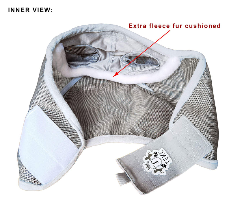 TEKE Classic Horse Fly mask with Ears Cover Silver Cob size - PawsPlanet Australia