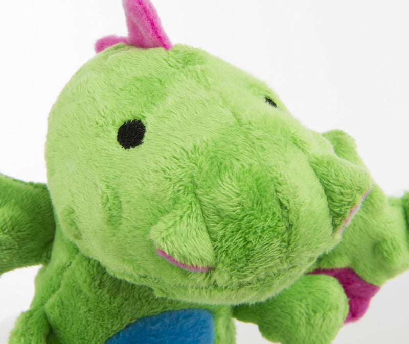 goDog Dragons Skinny Squeaker Dog Toy, Chew Resistant, Durable Plush, Soft, Tough, Reinforced Seams, Green, Large - PawsPlanet Australia