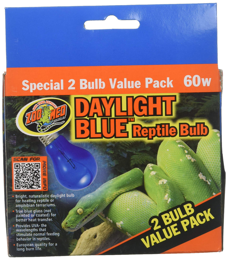 [Australia] - (3 Boxes) Zoo Med 2-Pack Daylight Blue Reptile Bulb, 60-watt - 6 Bulbs Total 