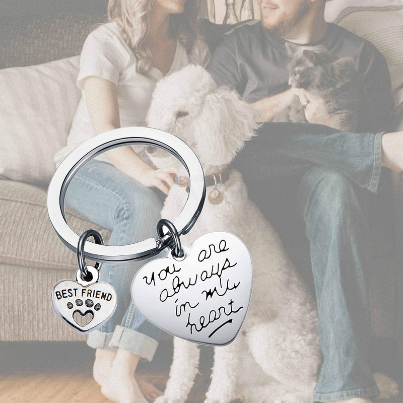 Pet Dog Memorial Gifts You Are Always In My Heart Pet Memorial Keychain Paw Prints Charm Sympathy Jewelry Remembrance Gifts Dog Always - PawsPlanet Australia