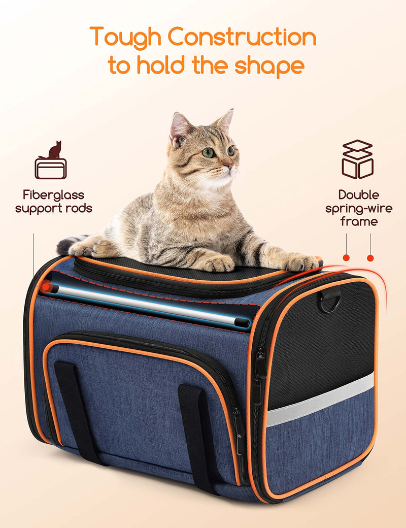 Cat Carrier, Meowant Airline Approved Pet Travel Carrier, Removable Mat and Breathable Mesh, Foldable&3 Sides Extendable Cat Carrier Bag for Cats, Small dogs or Small Animals, with Shoulder Strap - PawsPlanet Australia