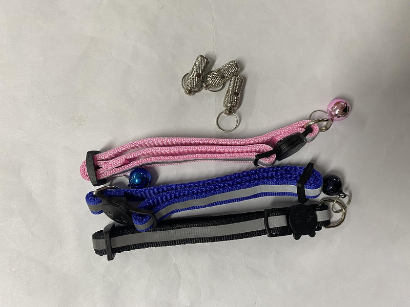 Reflective cat collar, adjustable address capsule, pack of 3 cat collars, reflective cat collar with safety clasp and bell, address tag for dogs, cats, cat collar - PawsPlanet Australia