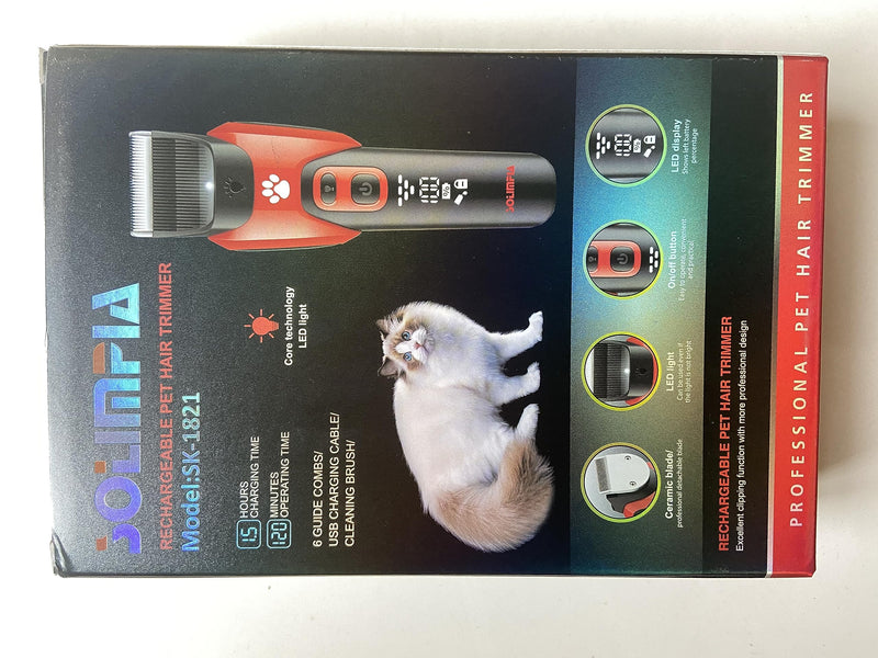 Solimpia Dog Clipper Professional Pet Hair Trimmer for Dogs and Cats Quiet Hair Trimmer Rechargeable Wireless Pet Hair Trimmer - PawsPlanet Australia