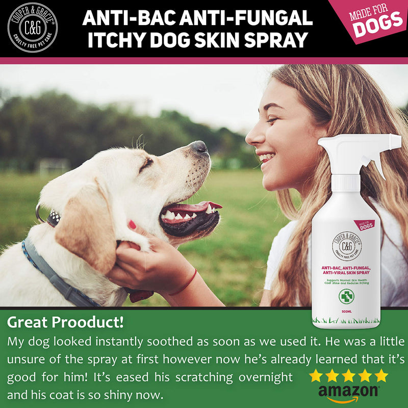 Cooper And Gracie C&G Cruelty free Pet Care Antibacterial Anti Fungal Itchy Dog Spray | Dogs Allergy Itch Relief | Animal Skin Itch 500ML 500 ml (Pack of 1) - PawsPlanet Australia