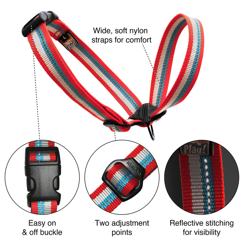 Kurgo Walk About halter for dogs with a neck circumference of 12 to 19 inches, size M, red/blue medium (12 to 19 inch neck) red/blue - PawsPlanet Australia