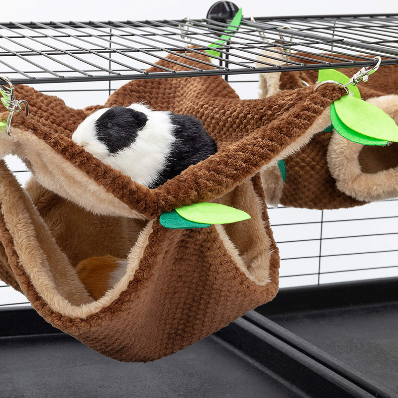 DMISOCHR Small Animal Hammock - Hanging Bunkbed Hammock & Tunnel Cage for Ferret Hamster Parrot Rat Guinea-Pig Mice Chinchilla Flying Squirrel - Warm Plush Cage Hideout Swing Pet Hammock - PawsPlanet Australia