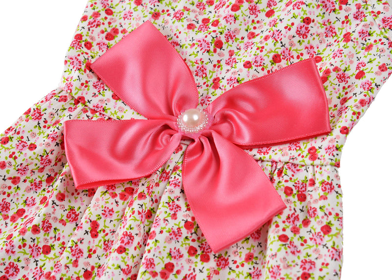 MSNFOASM Puppy Dog Dress,Thin Cute Floral Princess Ribbon Skirt for Small Dogs Cats for Summer XXS(Chest12",Back10") Light Pink - PawsPlanet Australia