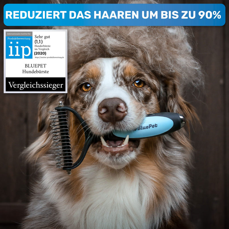 BluePet UnterwollToll dog brush & cat brush for long hair | Undercoat comb removes undercoat & tangles | Massage effect & top hair protection | Fur brush size ML 2.0 pink - PawsPlanet Australia