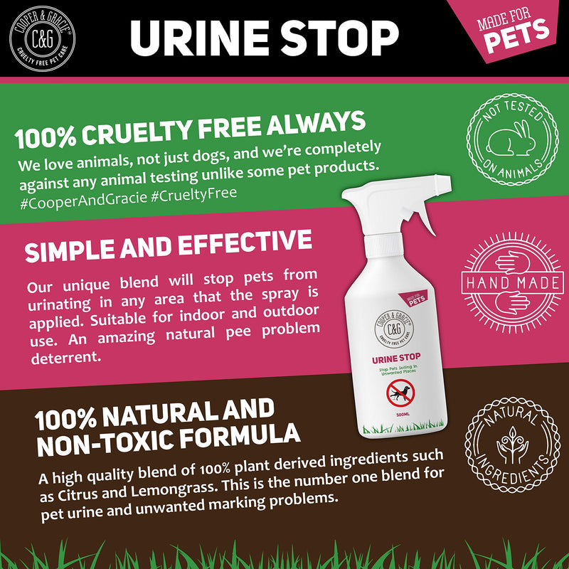 C&G Pets Urine Stop Spray for Cat and Dog Repellent | Stop Cats and Dogs Repeat Marking Indoors and Outdoors | 100% Natural Enzyme Urine Destroyer 500 ML 500 ml (Pack of 1) - PawsPlanet Australia