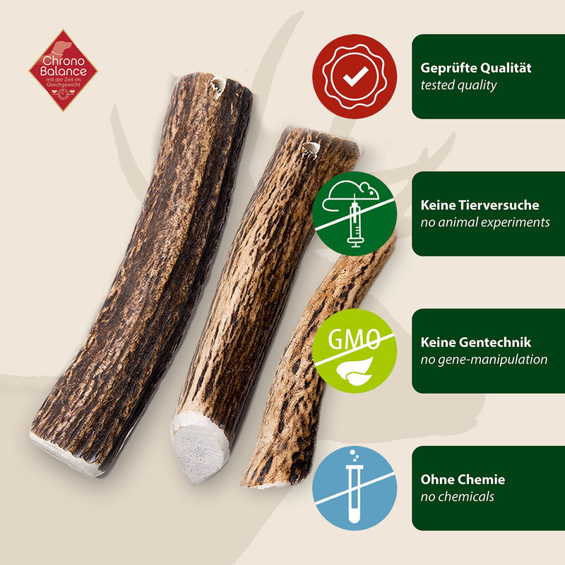 ChronoBalance® Antler Chew Stick for Dogs: XL Chew Toy Dental Care Chew Stick Made of 100% Deer Antler: Dog Toy Chew Root Treat Chew Wood Dental Hygiene Chew Bone Set: Naturally Safe Robust XL (Pack of 1) - PawsPlanet Australia