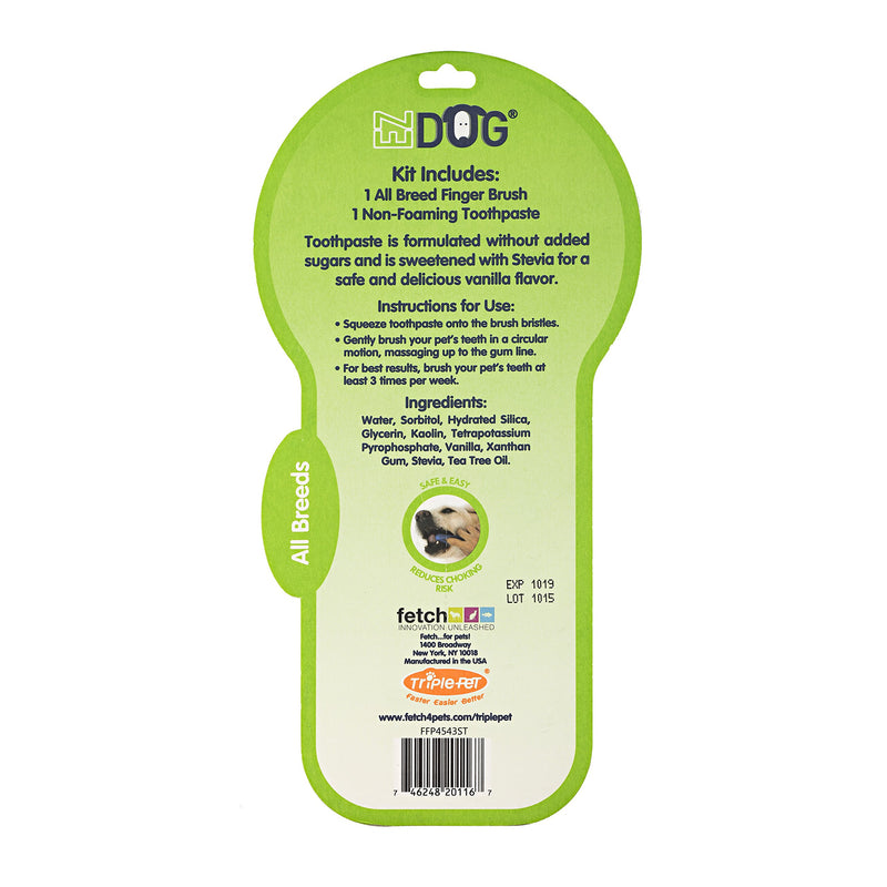 EZ DOG Dental Care Kit Contains Patented Finger Brush and All-Natural Vanilla Toothpaste | Best Dental Care For Dogs For Fresh Breath | Dogs Love the Taste, All Dogs - PawsPlanet Australia