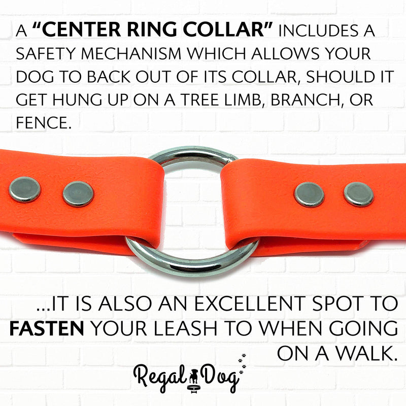 [Australia] - Waterproof Dog Collar with Heavy Duty Center Ring | Dog Collar for Small, Medium, Large, or XL Dogs Orange 