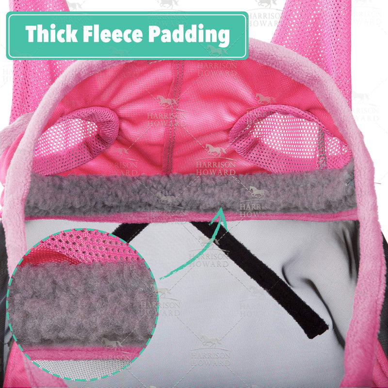 Harrison Howard CareMaster Pro Luminous Horse Fly Mask Long Nose with Ears UV Protection for Horse-Light Pink(S; Pony) Pony (Small) Light Pink - PawsPlanet Australia