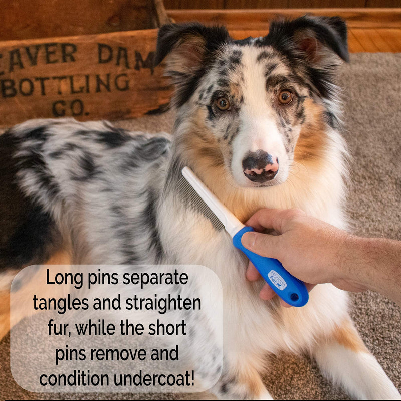 Horicon Pet 2 In 1 Dematting Razor Comb and 37 Pin Detangling Pet Comb Set - Removes Knots, Matted Fur, & Tangles Gently For Dogs & Cats 2 Count (Pack of 1) - PawsPlanet Australia