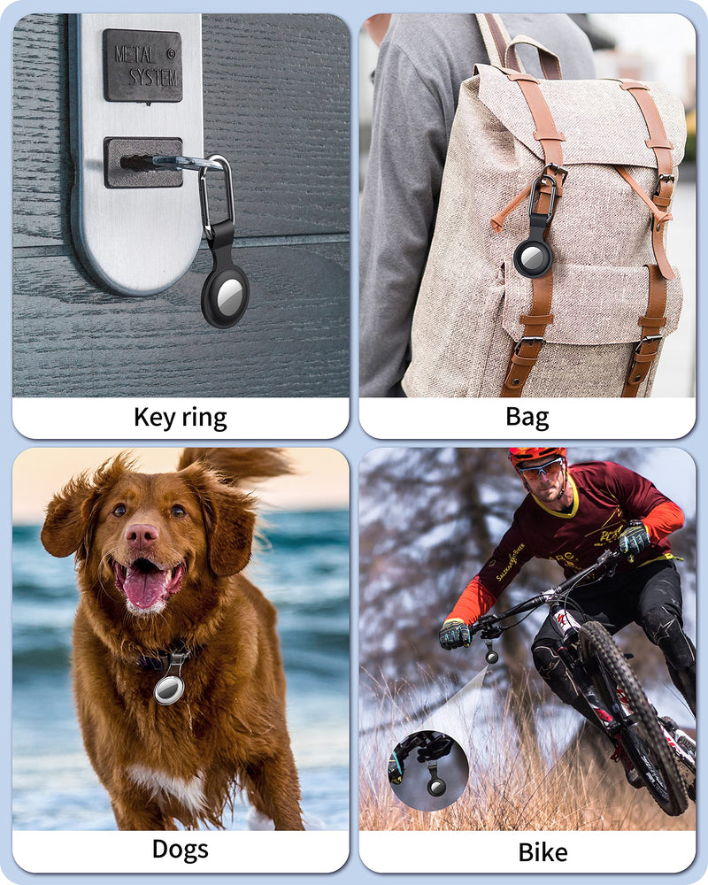 NALLOT Case Compatible with Apple AirTags ,4 Pack Air Tag Holder +4 Screen Protector Anti-Scratch Accessories Protective Cover with Keychain Air Tag Dog Collar Pet Air Tags Case Cover 4 Colors-4 Styles - PawsPlanet Australia