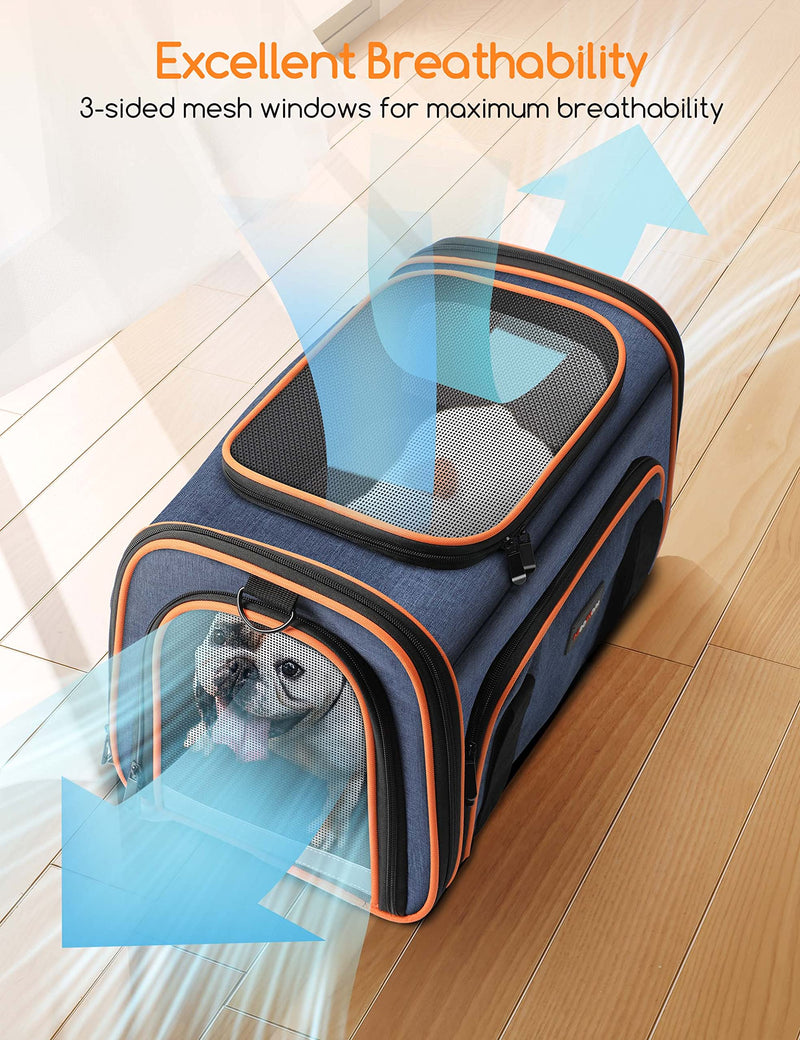 Cat Carrier, Meowant Airline Approved Pet Travel Carrier, Removable Mat and Breathable Mesh, Foldable&3 Sides Extendable Cat Carrier Bag for Cats, Small dogs or Small Animals, with Shoulder Strap - PawsPlanet Australia