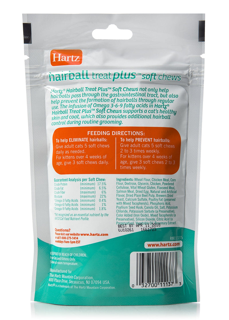 Hartz Hairball Remedy Plus Chicken Flavored Soft Chews for Cats and Kittens - PawsPlanet Australia