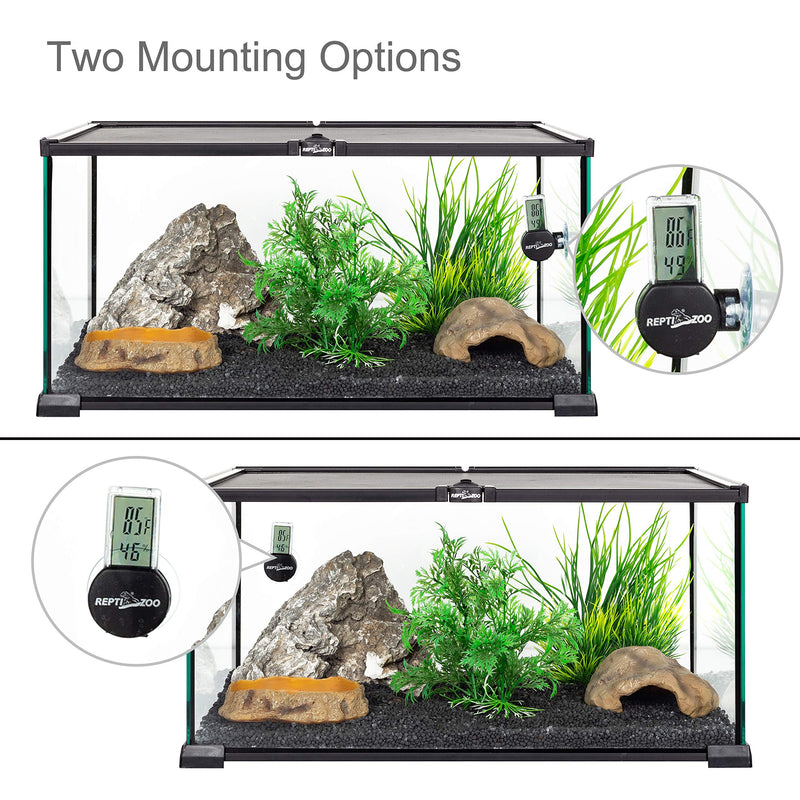REPTI ZOO 2 Pack Reptile Terrarium Thermometer Hygrometer Digital Display Pet Rearing Box Reptiles Tank Thermometer Hygrometer with Suction Cup - PawsPlanet Australia