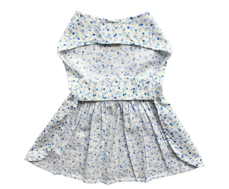 Petroom Puppy Dog Dress,Thin Cute Floral Princess Ribbon Skirt for Small Dogs Cats for Summer XXXS(Chest10",Back8") Blue_(Third upgrade) - PawsPlanet Australia