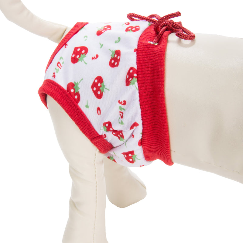 [Australia] - CueCue Pet Cozy Cotton Strawberry Pet Sanitary Underwear X-Large Red/White 