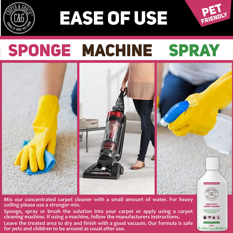 C&G PETS | HEAVY DUTY PEST CARPET CLEANER CONCENTRATE 500ML | 100% NATURAL CRUELTY FREE ENZYME BLEND | EFFECTIVE AGAINST WASHING AWAY BLOOD SUCKING PEST BUG FROM DIRTY CARPETS - PawsPlanet Australia