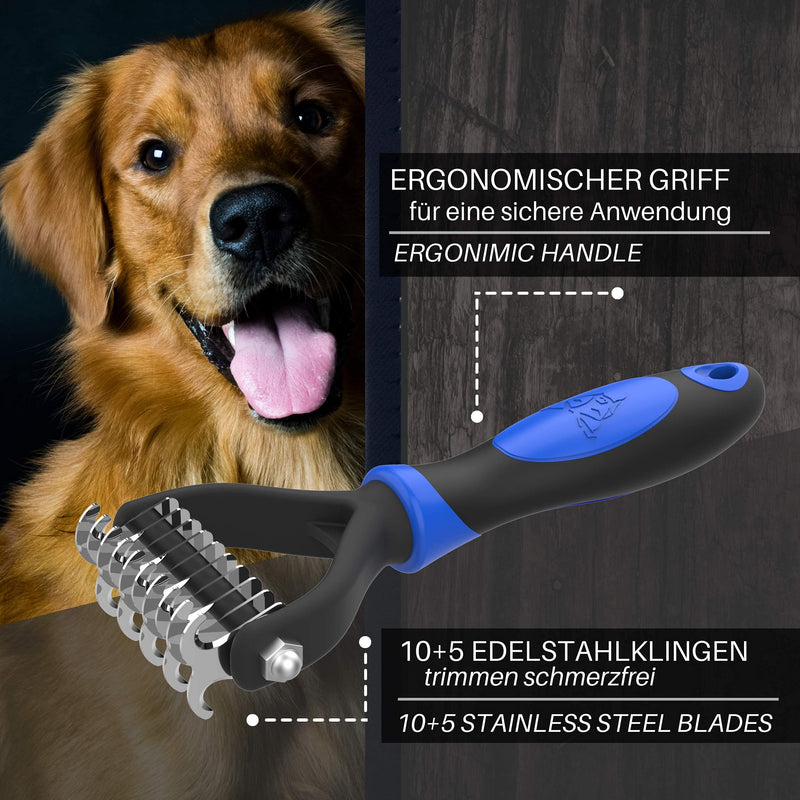 DEZENDO® undercoat brush for dogs & cats with MEDIUM to LONG HAIR | Animal hair brush against tangles | Perfect fur care with the cat brush & dog brush undercoat | easy Groom fur brush SM undercoat brush SM blue - PawsPlanet Australia