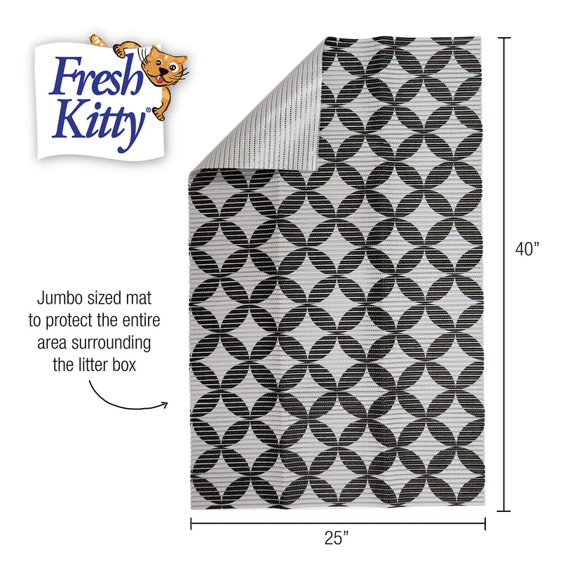 Fresh Kitty Durable XL Jumbo Foam Litter Box Mat – BPA and Phthalate Free, Water Resistant, Traps Litter from Box, Scatter Control, Easy Clean Mats – Gray Pattern 40”x 25” (9052) - PawsPlanet Australia