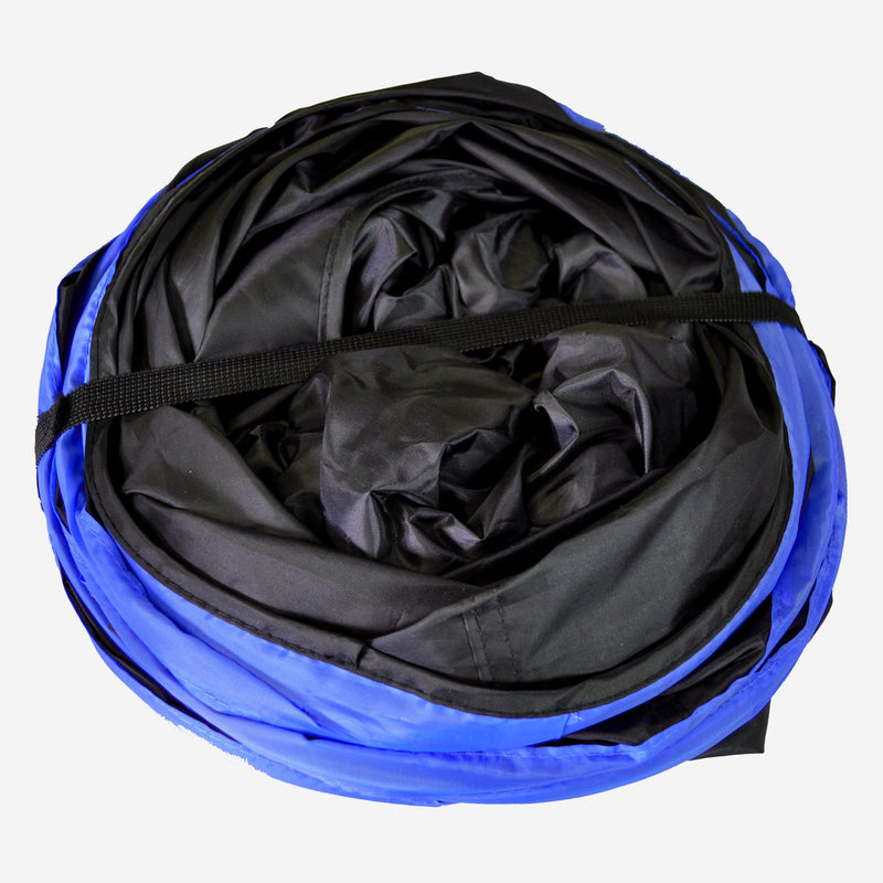 Purrfect Feline New Cat Tunnel Design, Collapsible 4-Way Cat Tunnel Toy with Crinkle (Medium and Large Sizes) Medium Dark Blue - PawsPlanet Australia