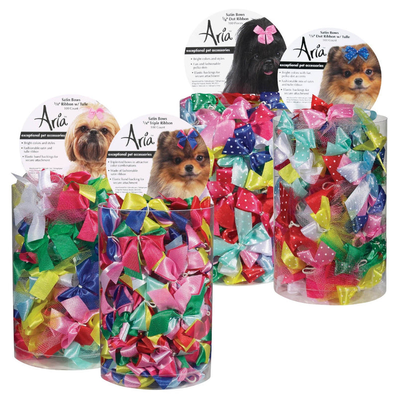 Aria Ribbon with Tulle Bows for Dogs, 100-Piece Canisters - PawsPlanet Australia