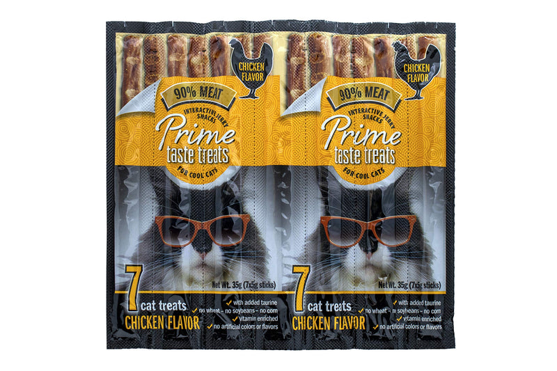 [Australia] - Cat Prime Taste Jerky - Cat Treats - Delicious Soft Cat Snack - 90% Meat - Irresistible Flavors - Special Box with 70 Sticks Chicken 