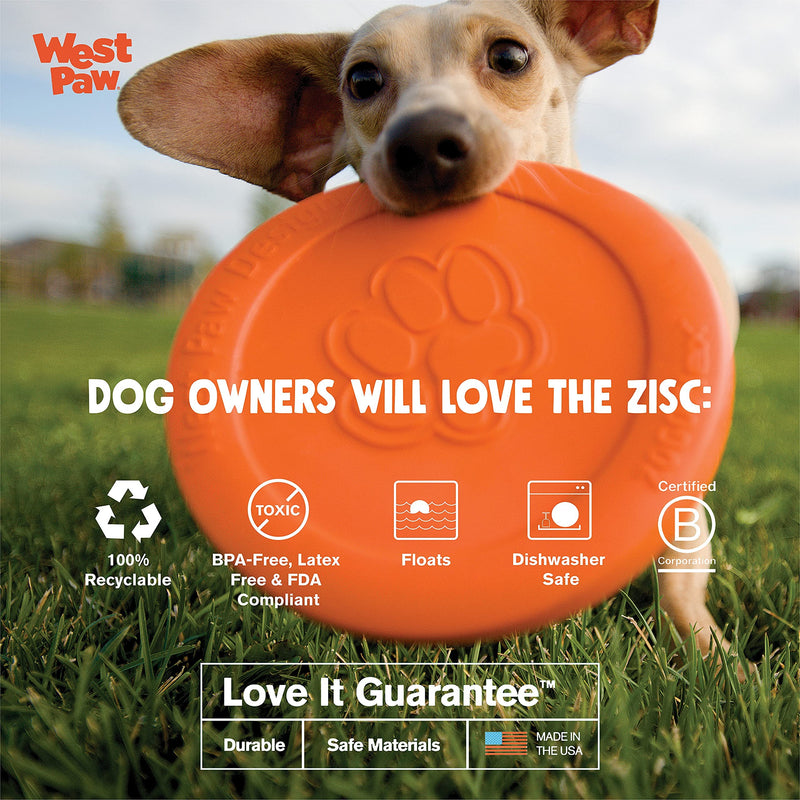West Paw Zogoflex Zisc Dog Frisbee, High Flying Aerodynamic Disc for Dogs Puppy – Lightweight, Floatable Dog Frisbees for Fetch, Tug of War, Catch, Play – Doubles as Food/Water Bowl, Made in USA Small Aqua Blue - PawsPlanet Australia