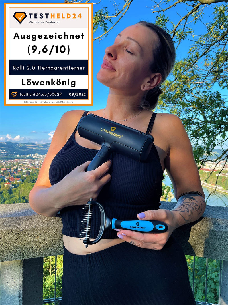 LÖWENKÖNIG® KRALLI 2.0 [Improved undercoat brush 2024] for fur from 1.5cm I Extremely effective undercoat comb easily removes undercoat and tangles + top hair protection | Ideal for thinning - PawsPlanet Australia