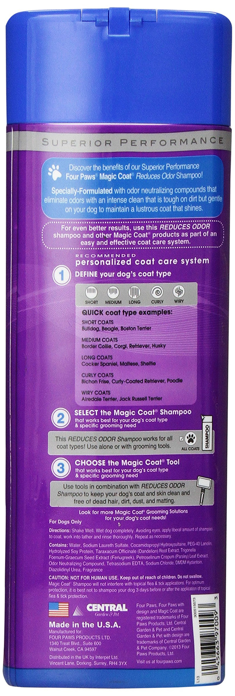 [Australia] - Four Paws Magic Coat Reduces Odor Shampoo 16 Ounce 