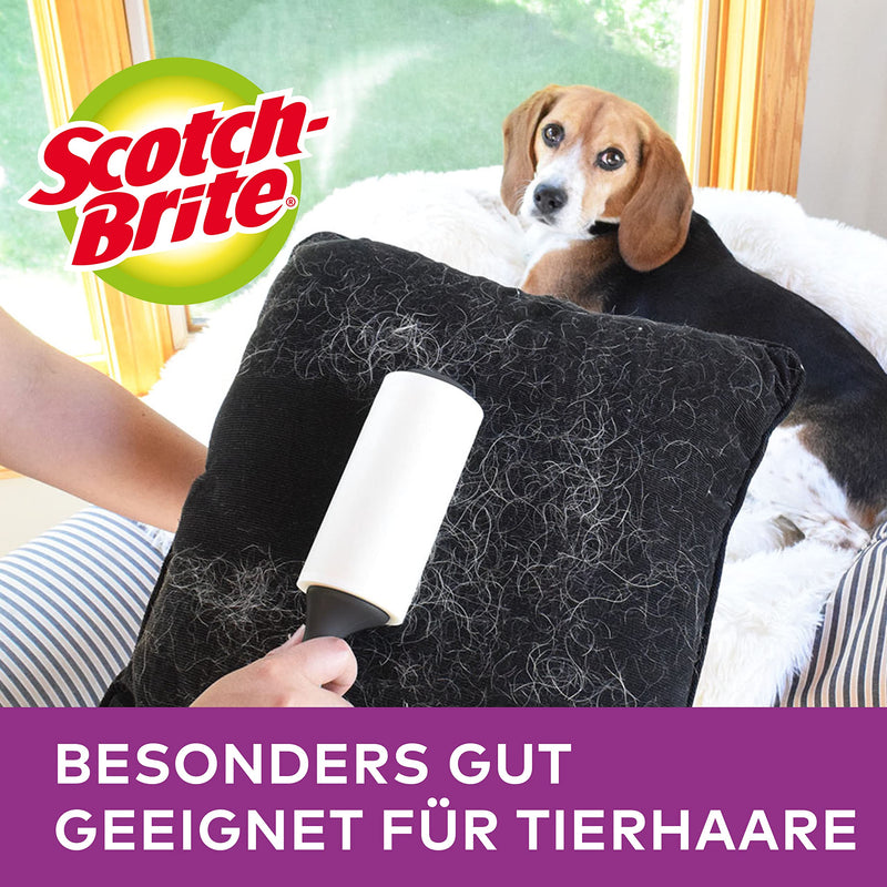 Scotch-Brite Pet Extra Sticky* Pet Hair Roller, 48 Sheets + 4 Scotch-Brite Pet Extra Sticky* Pet Hair Replacement Rolls, 48 Sheets, 5 Rolls - 240 Sheets per Pack Extra Strong Combo Pack - PawsPlanet Australia
