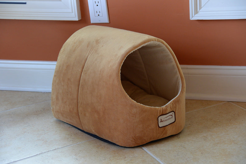 [Australia] - Aeromark International Armarkat Cave Shape Pet Cat Beds for Cats and Small Dogs-Waterproof and Skid-Free Base 18" L X 13" W X 13" H Brown & Ivory 