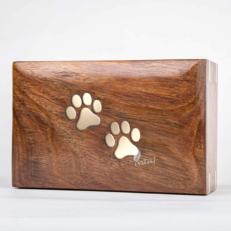 INTAJ Handmade Rosewood Pet Urns for Dogs Ashes, Wooden Urn for Ashes | Handcrafted Urns for Dogs/Cats Pets Ashes | Memorial Keepsake Funeral Urn Box (Two Paws, XS - 5x3x2) Two Paws XS - 5x3x2" - PawsPlanet Australia