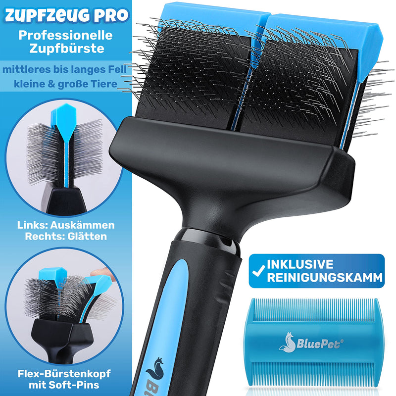 BluePet "ZupfZeug Pro" professional dog brush for long hair - slicking brush for dogs and cats - gently removes undercoat, mats and large knots - PawsPlanet Australia