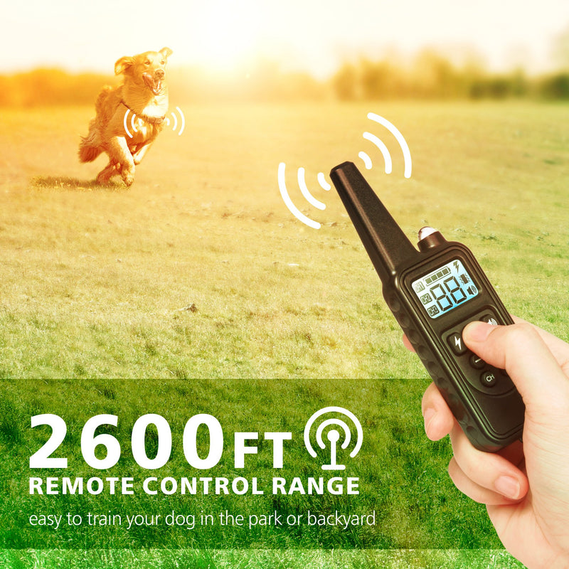 [Australia] - F-color Dog Training Collar, Range 2600ft Dog Shock Collar with Remote Rechargeable Waterproof with 4 Modes Light Beep Vibration Shock Collar for Medium Large Dogs Breed, 3 Pack 