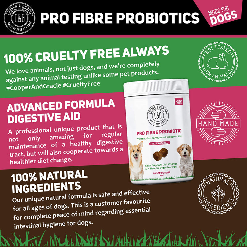 C&G Pets | PROBIOTIC FIBRE FOR DOGS 60 SOFT CHEWS | HEALTHY DIGESTIVE TRACT | RESTORES MICROBIAL BALANCE IN GUT | OPTIMUM UTILISATION OF NEUTRIENTS | VETERINARIAN FORMULATED - PawsPlanet Australia