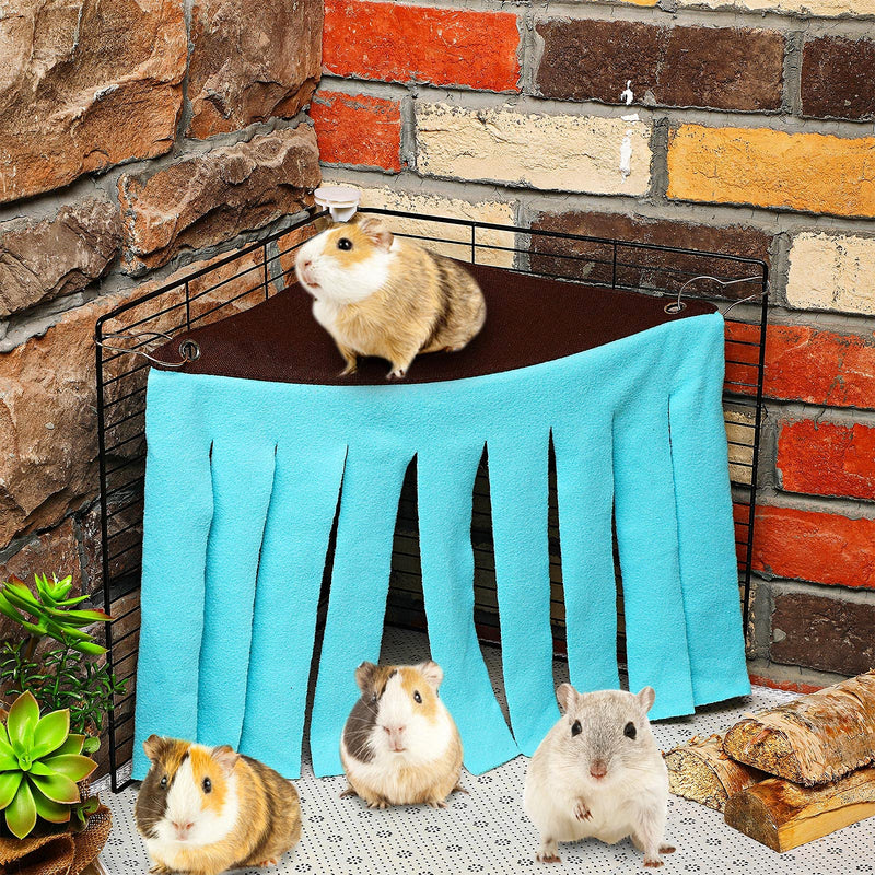 2 Pieces Guinea Pig Hideout Small Animal Corner Fleece Hideaway Cute Ferret Hammock and Sleeping Bed for Ferrets Chinchillas Small Pets Brown with Blue, Black with Orange-brown, Leopard - PawsPlanet Australia